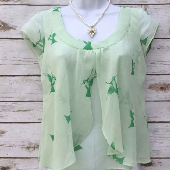 Anthropologie Tops - Sheer Anthropologie Fei Hummingbird Silk Top